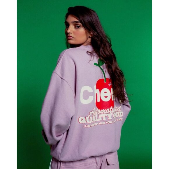Cherry LA Not An Apple Sweatshirt in Purple - Picture 2 of 5